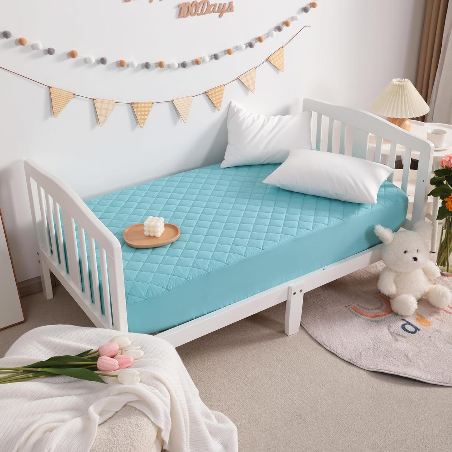 NTBAY 2 Pack Waterproof Mini Crib Mattress Protector, Quilted 24"x38" Fitted Mattress Cover