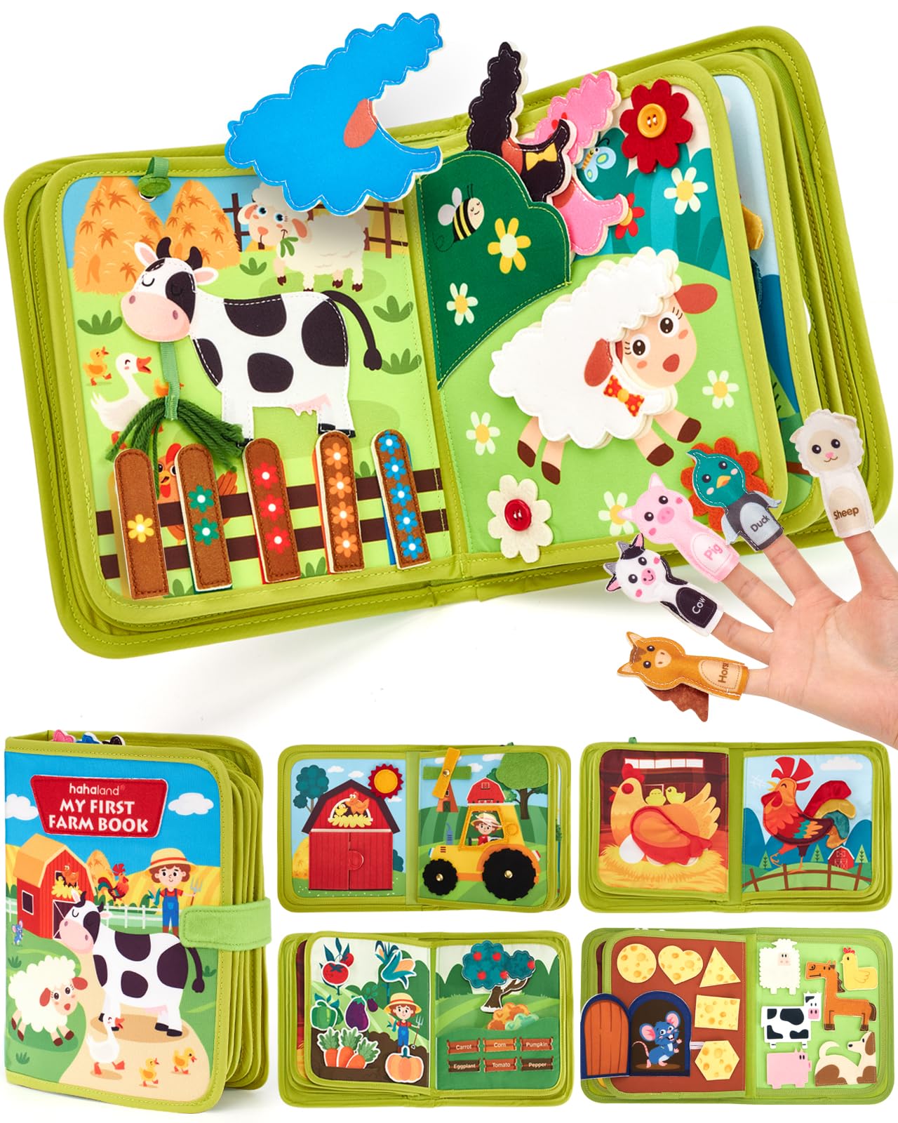 hahaland Busy Book for Toddlers 1-3 - Montessori Toys 1 Year Old Busy Board