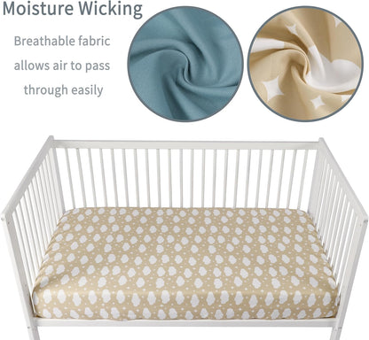 Baby Crib Sheets for Boys Girls, 2 Pack Fitted Crib Sheet for Standard Crib and Toddler Mattress