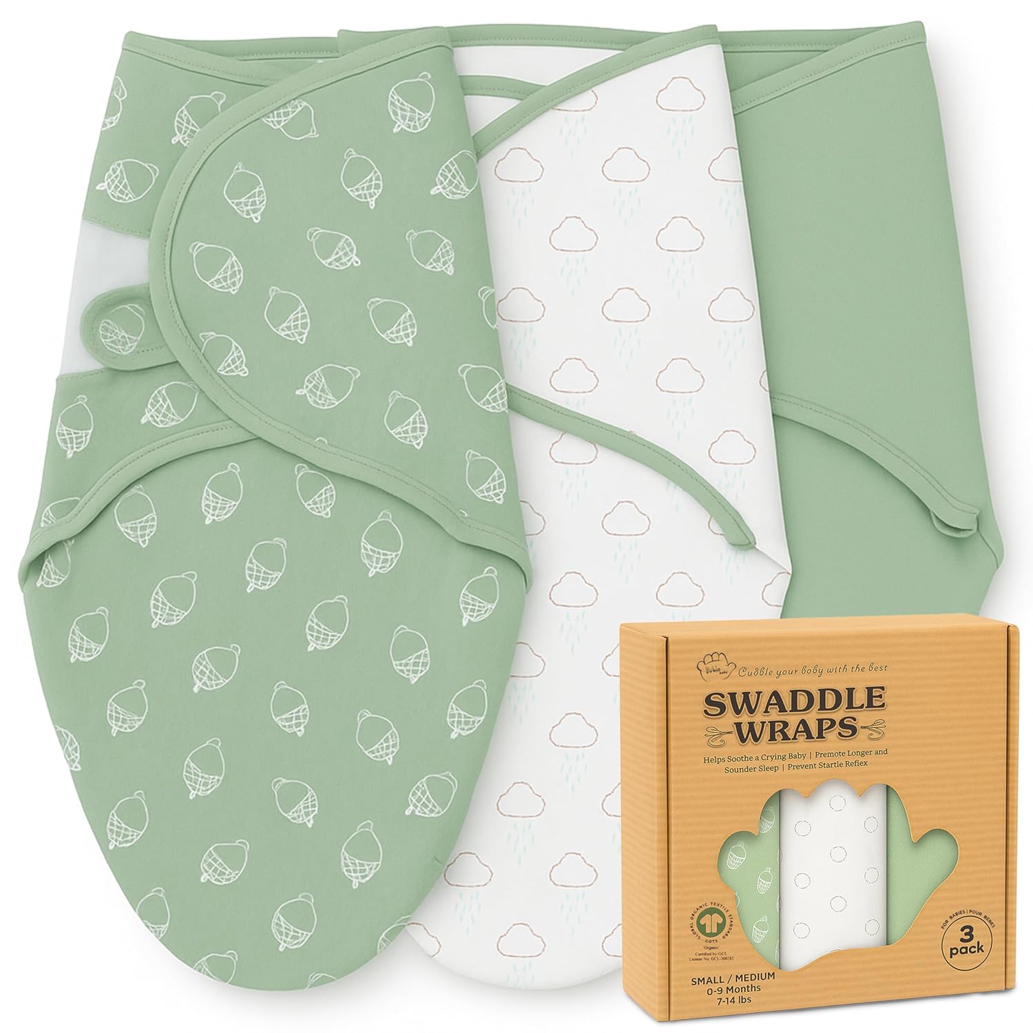 Bublo Baby Swaddles for Newborns – 3-Pack Infant Swaddles 0-3 Months – Adjustable Swaddle Sleep