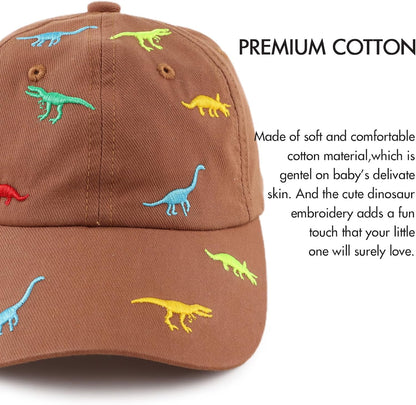 JANGANNSA Dinosaur Boys Girls Caps Embroidery Baby Baseball Caps Cotton Infant Toddler Kids Hat Spring Summer Autumn 2-6Y