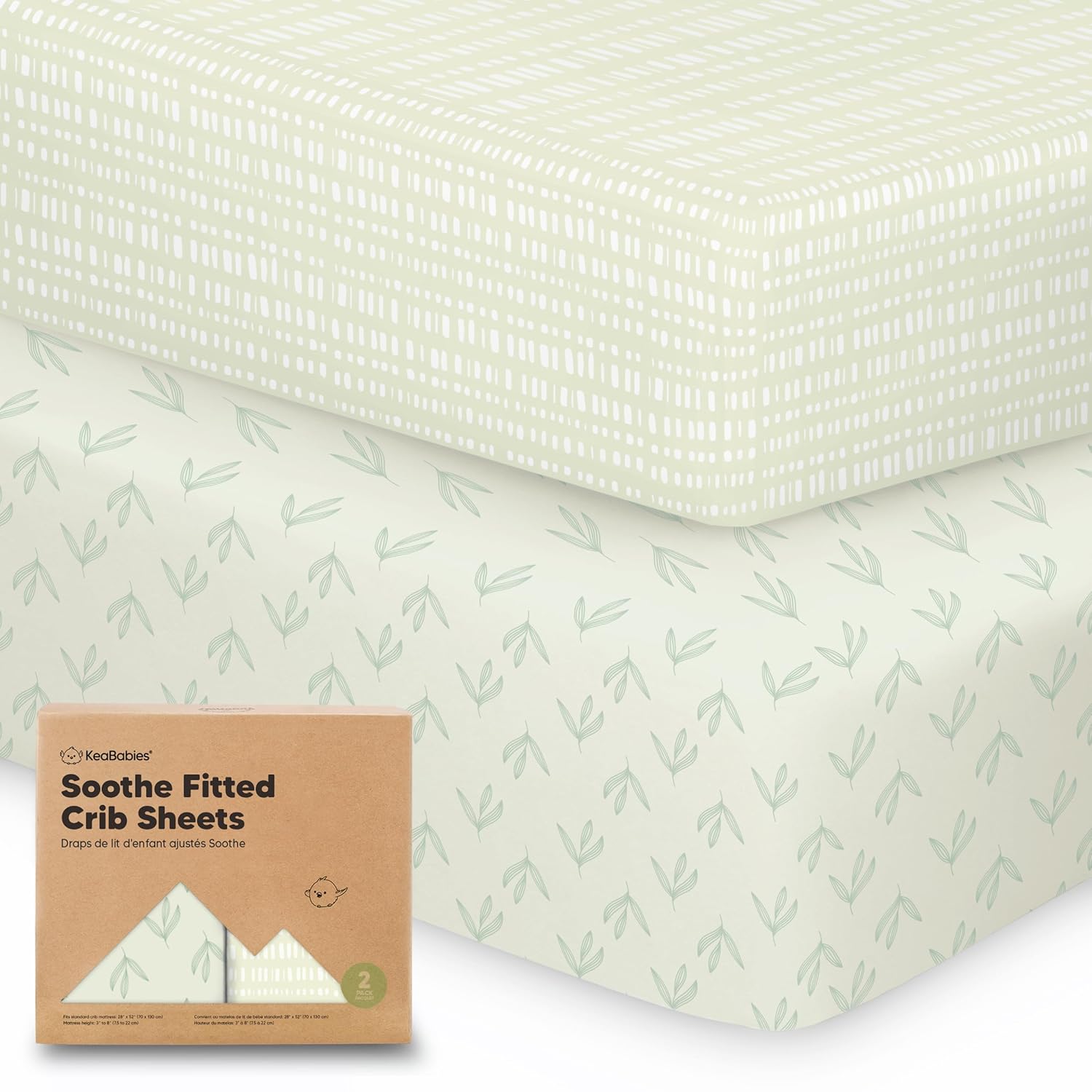 KeaBabies 2-Pack Organic Crib Sheets for Boys, Girls - 52x28 Fitted Crib Mattress Sheet Neutral