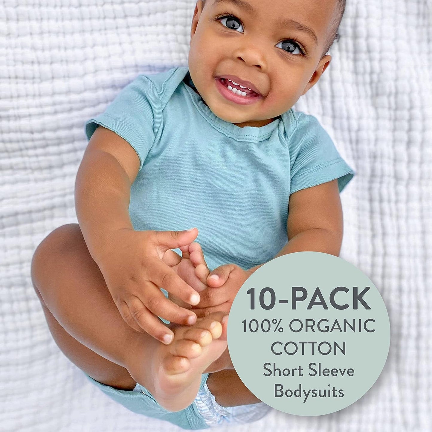 HonestBaby unisex-baby 10-pack Short Sleeve Bodysuits One-piece 100% Organic Cotton for Infant Baby Boys, Girls