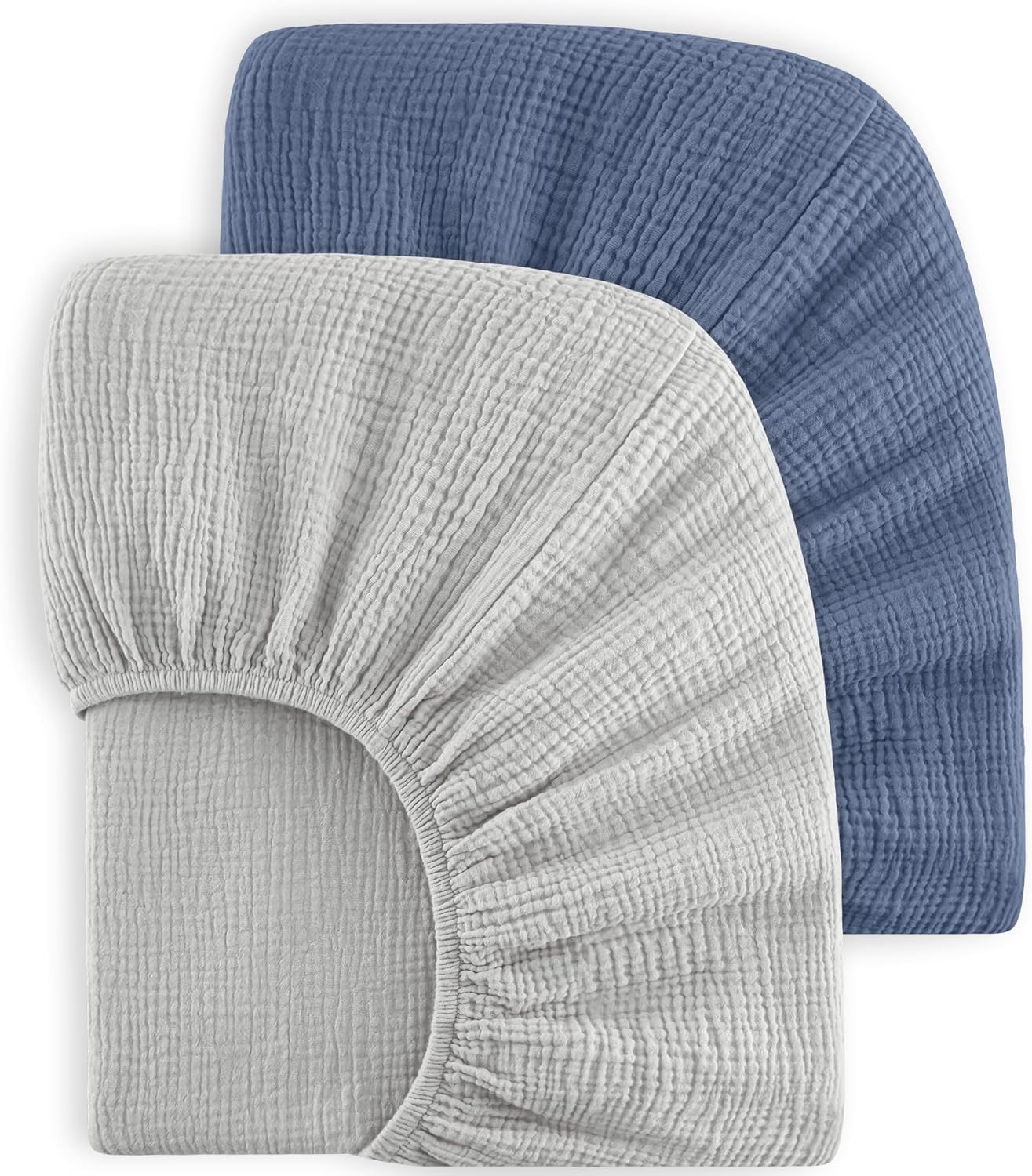Bearmoss Muslin Crib Sheets 100% Cotton Baby Crib Sheets Fitted for Standard Crib Mattress &