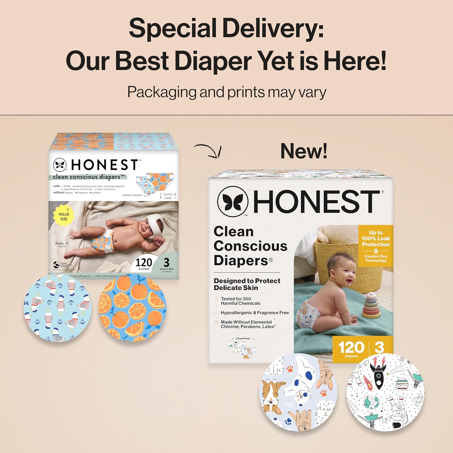 The Honest Company Clean Conscious Diapers for Delicate Skin | Up to 100% Leakproof |