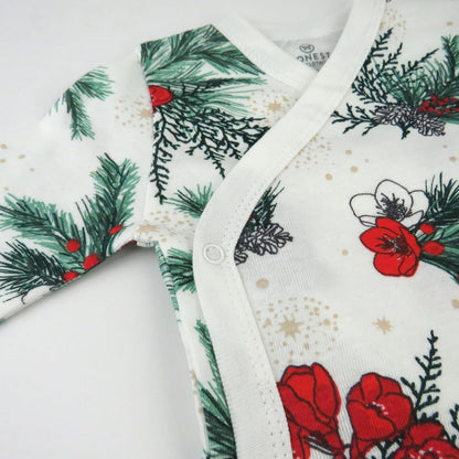 HonestBaby unisex-baby 3-pack Long Sleeve Side-snap Kimono Bodysuits Organic Cotton for Infant Baby Boys, Girls, Unisex
