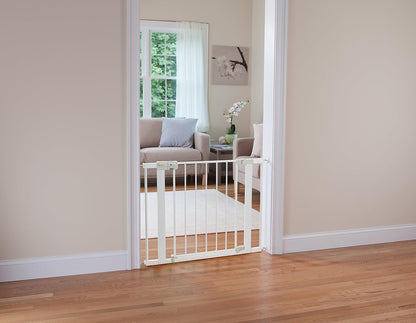 Safety 1st Easy Install Baby Gate for Doorways, Auto-Close Pressure-Mounted Magnetic Latch, Indoor Dog Gates, No Drilling, Fits 29"-38", White