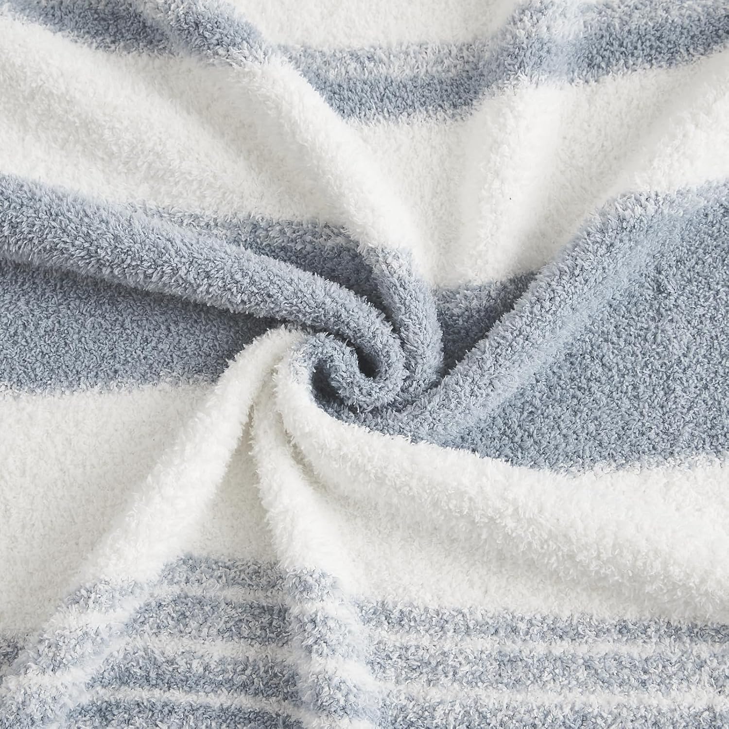 WRENGONGE Grey Blue Throw Blanket, 60x80 Soft Cozy Striped Throw Blankets for Couch, Sofa, Bed