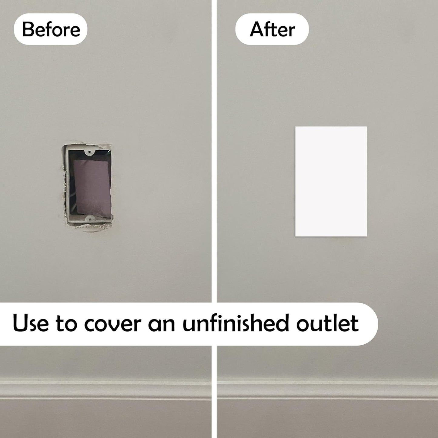Rubber Bond Self-Adhesive Rubber Wall Outlet Cover Plate 5 Pack - Easy to Apply Peel & Stick Drywall Hole Patch - 5x3 Inch Screwless Blank Wall Plate Cover - Premium Rubber Wall Hole Cover (White)