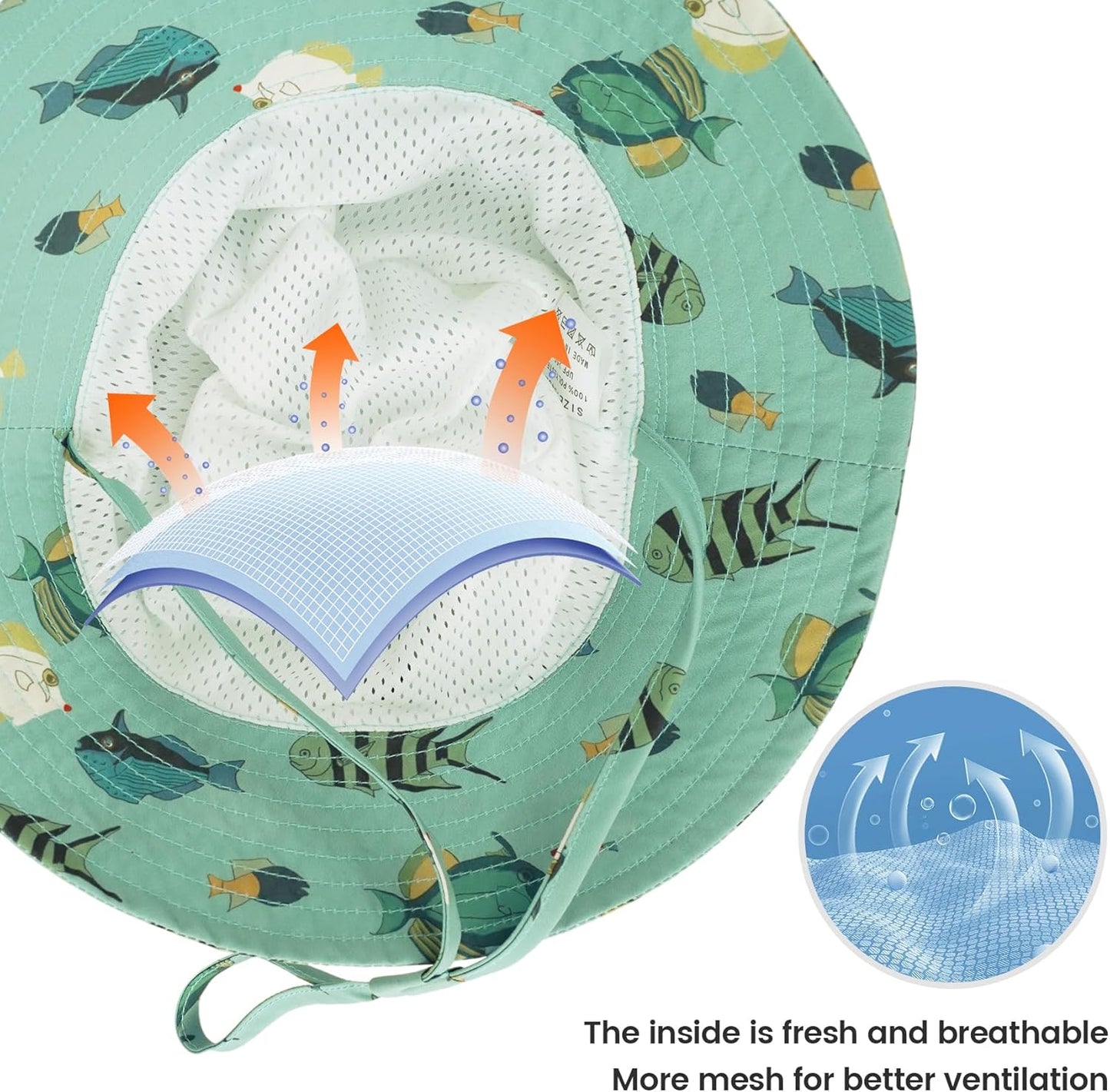 Baby Sun Hat 0-6 Years Toddler Boys Girls Adjustable Bucket Hats Kids Bucket Hats UPF 50+ Wide Brim Beach Swim Pool