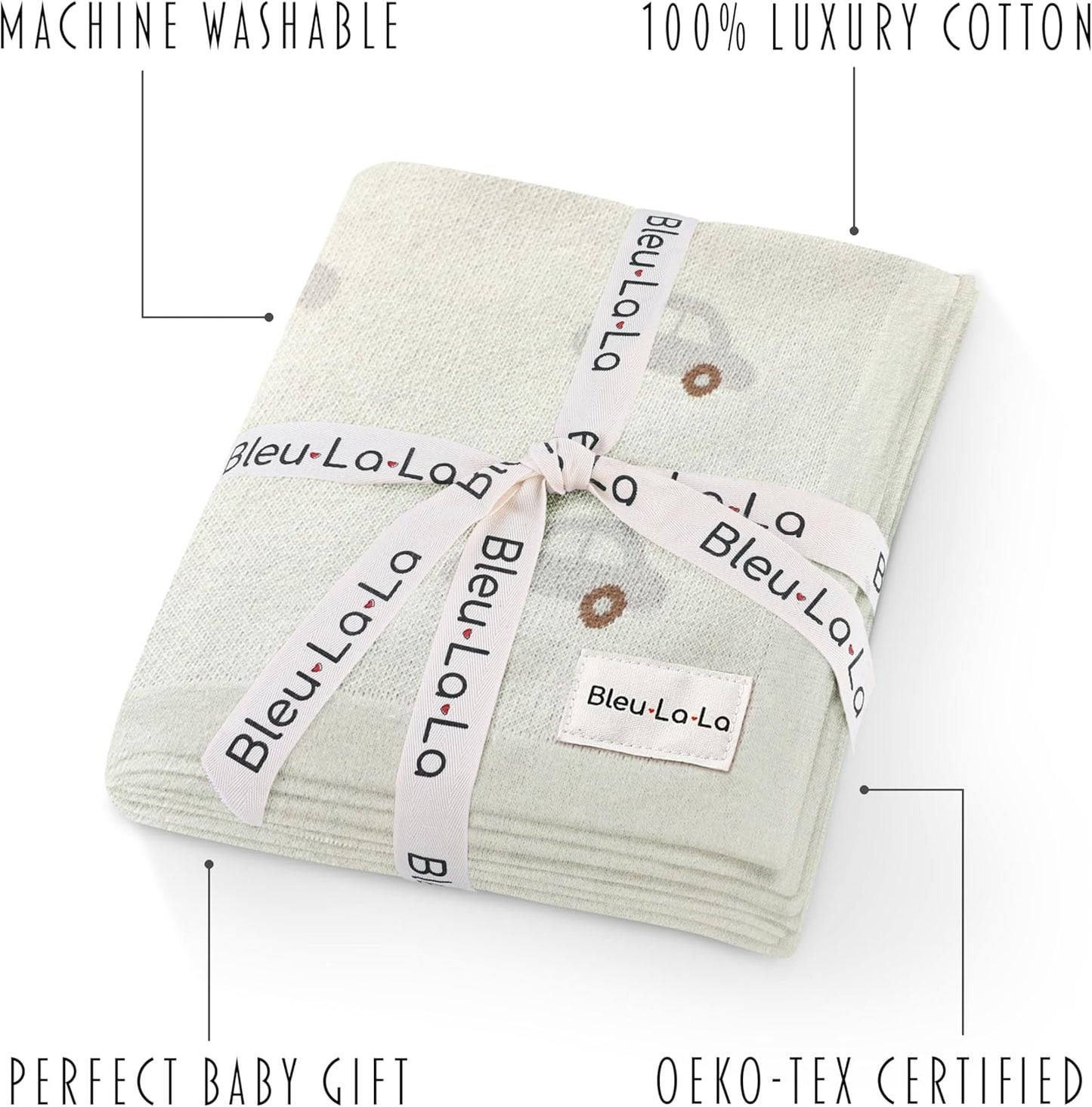 Knit Baby Blanket for Girls and Boys 100% Cotton Buttery Soft Cozy Receiving Swaddle Crib Stroller