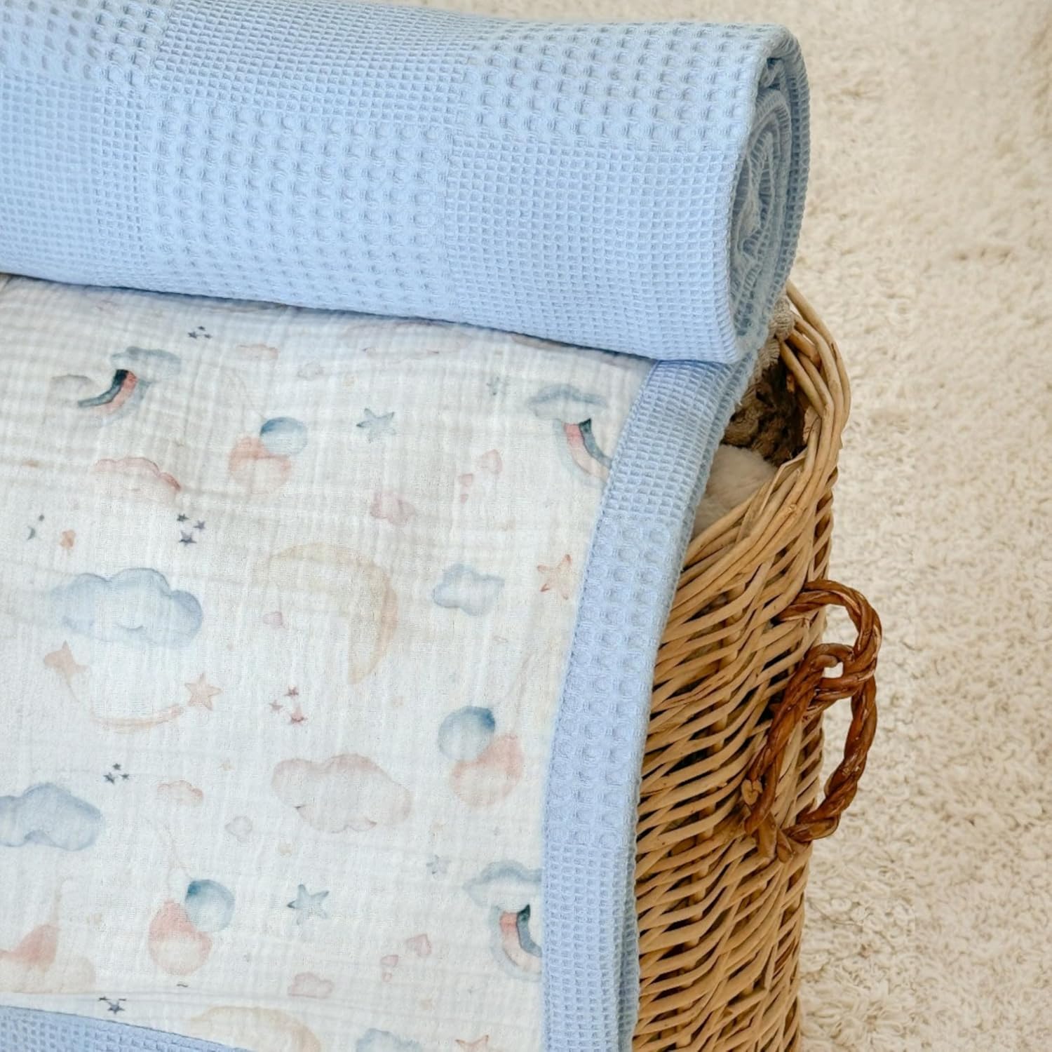 Personalized Baby Blanket with Name – Handmade 100% Organic Cotton Newborn Gift | Custom Knit