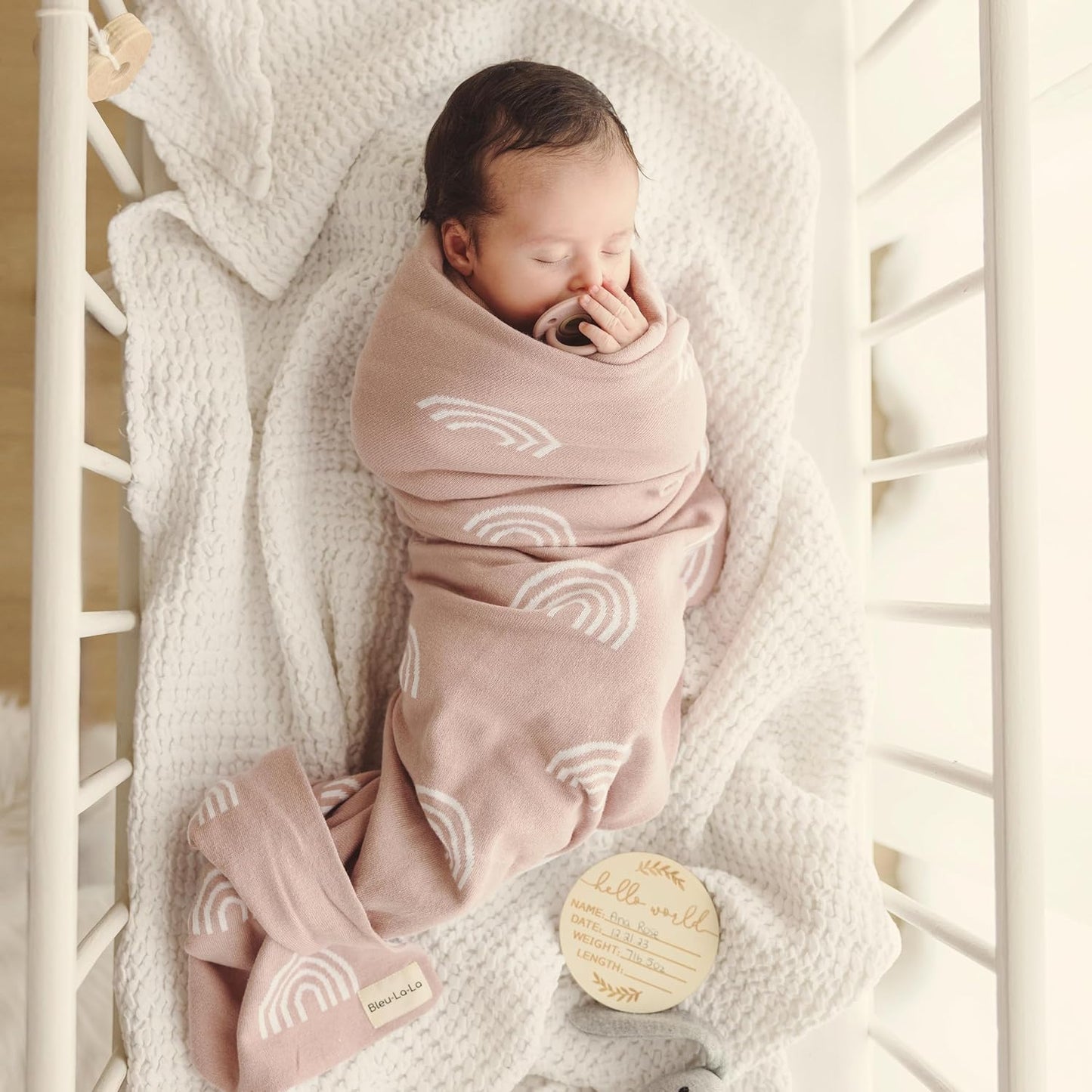 Knit Baby Swaddle Blanket for Girls - 100% Cotton Buttery Soft Cozy Receiving Swaddle Crib Stroller