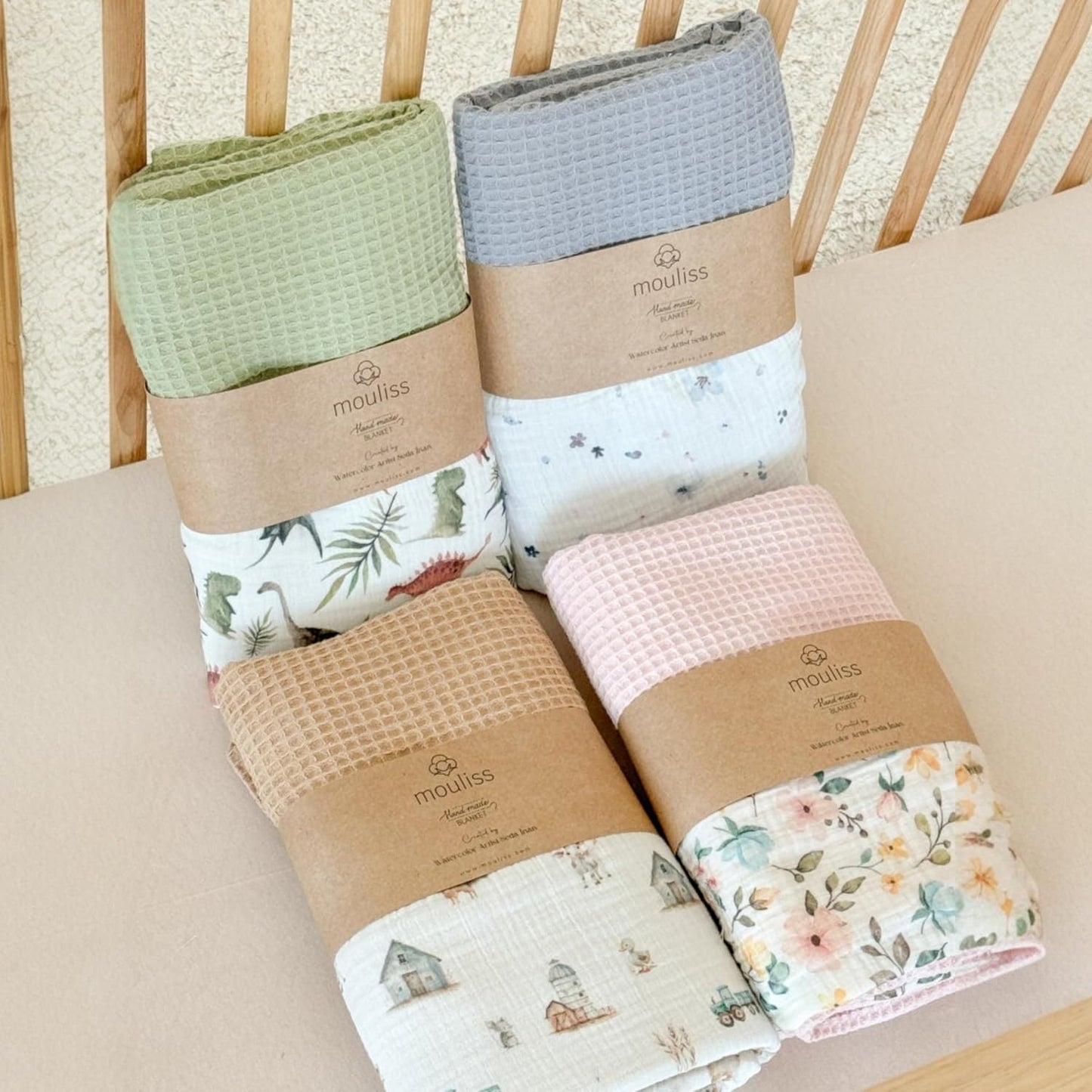 Personalized Baby Blanket with Name – Handmade 100% Organic Cotton Newborn Gift | Custom Knit