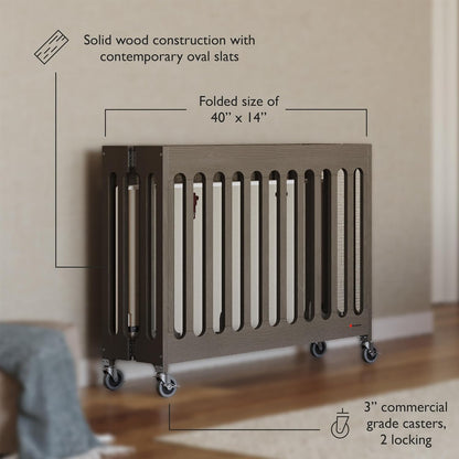 Foundations Boutique Compact Folding Crib 3 Pack for Hotels, Wood Crib, Commercial Casters