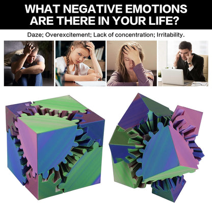 3D Printed Fidget Gear Cube - 3D Printed Cube Fidget Toy Gear, Fidget Toy, Cube Stress Anxiety Relief Toys, Relaxing Hand-Held Adults Desk Toy, for Families and Offices to Relieve Stress