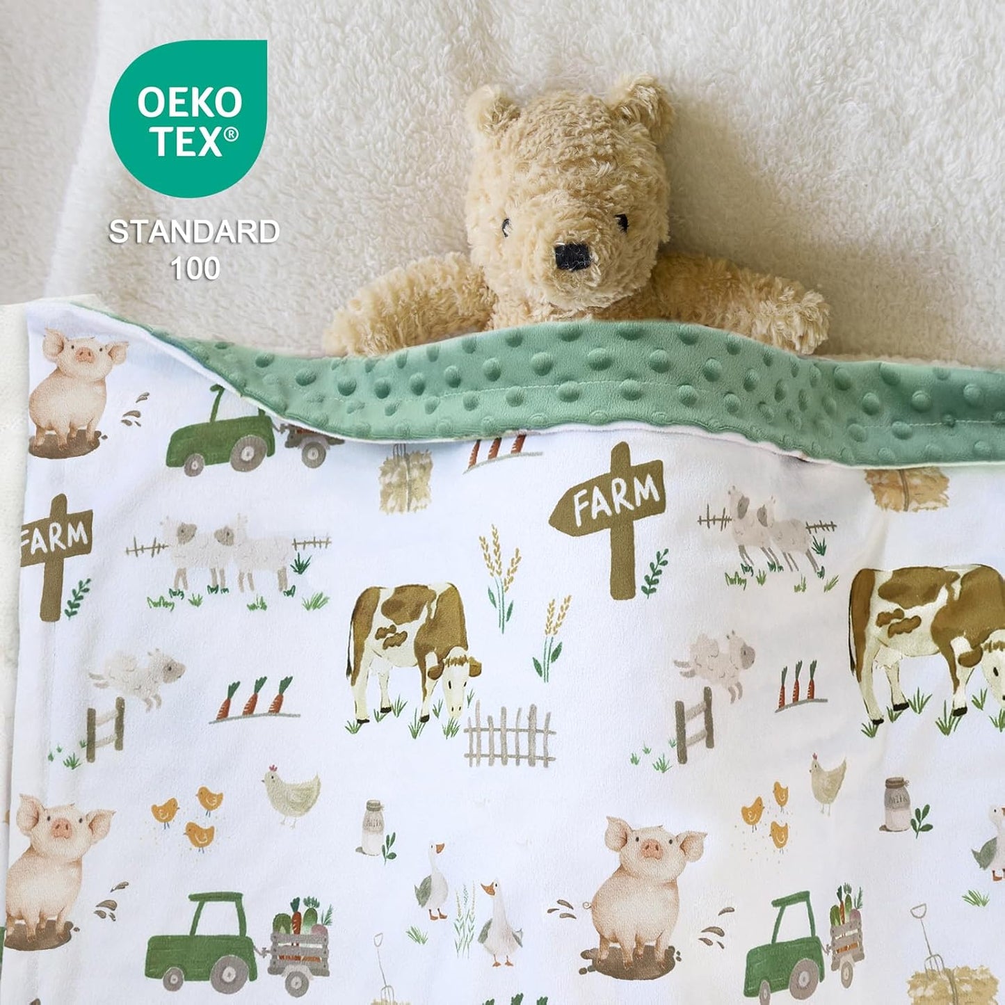 HOMRITAR Baby Blanket for Boys Girls Soft Plush Minky Toddler Blanket with Double Layer Dotted