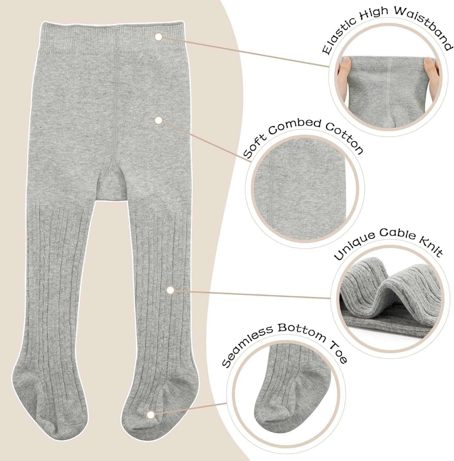 American Trends Baby Tights Non Slip Skid Baby Girl Tight Toddler Stocking Pants Cable Knit Infant
