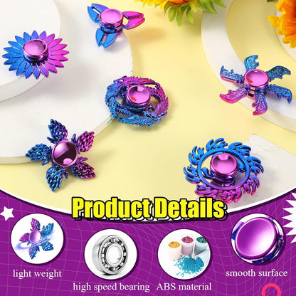 Woanger 24 Pcs Cool Spinners Metal Looking Spinner Toy Finger Spinners Toy Pack Stress Relief Hand Spinner for Adults Teens Anxiety Party Favor Stocking Stuffers Gift(Golden Purple)