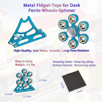 Desk Toys for Fidget Ferris-Wheel Spinner: 4mins Metal Cool-Gadgets Kinetic-EDC-Toy, Cool-Stuff for Kid Children Teen Adult, ADHD Tools Stress Relief Gift for Office Home School Men Woman Christmas