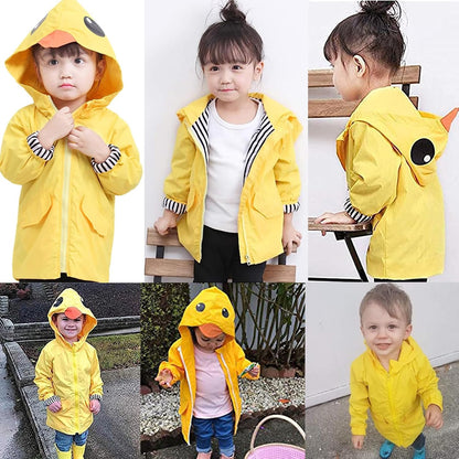 Toddler Baby Boy Girl Duck Rain Jacket Cute Cartoon Yellow Raincoat Hoodie Kids Coat Fall Winter School Outfit