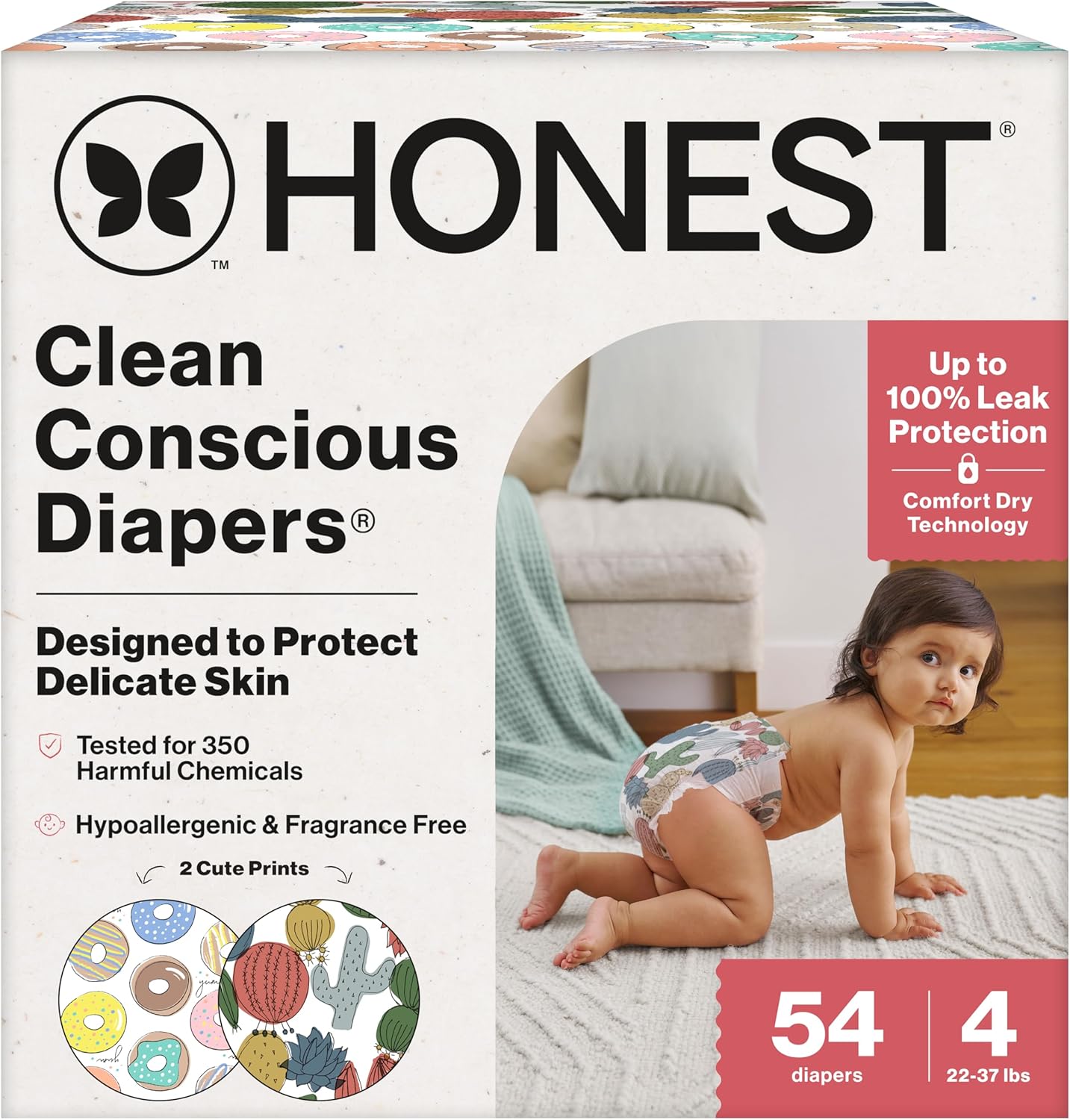 The Honest Company Clean Conscious Diapers for Delicate Skin | Up to 100% Leakproof |