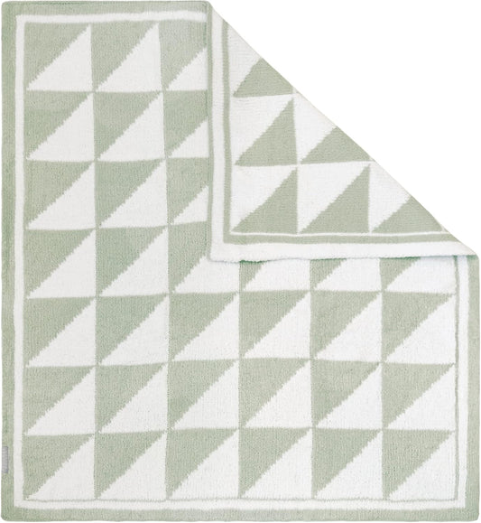 Living Textiles Chenille Baby Blanket - Sage Triangle Ultra Soft, Thick, and Versatile | Warm