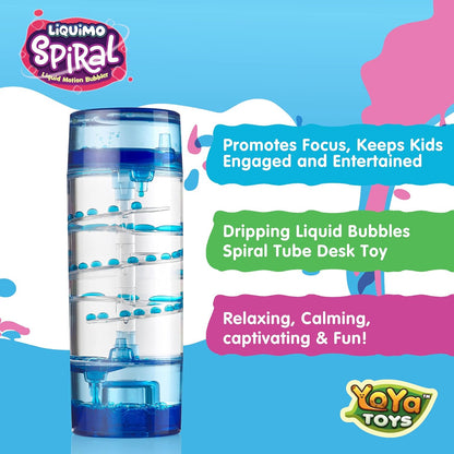 YoYa Toys Liquimo Spiral Liquid Motion Bubbler Timer for Kids - Bubble Drop Hourglass - Fidget Toys for Autistic Children Activity - Office Desk Top Accessories, Holiday Stocking Stuffers