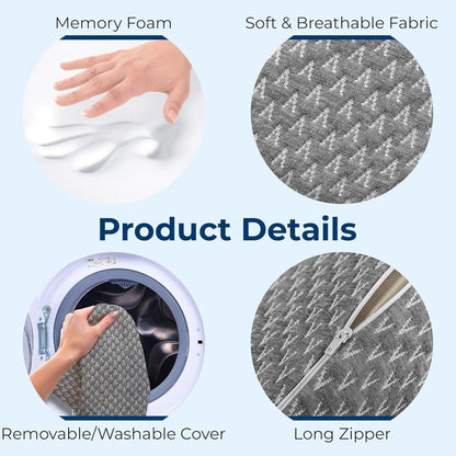 5 STARS UNITED Knee Pillow for Side Sleepers - Hip Pain Relief, Memory Foam Leg Cushion for Side Sleeping - Between Legs Pillow for Sciatica & Lower Back Pain, Gray