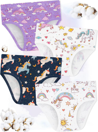 Girls' Underwear,Soft Cotton Tagless Panties for Toddlers' & Little Kids' Comfort,Breathable Briefs,8-Pack