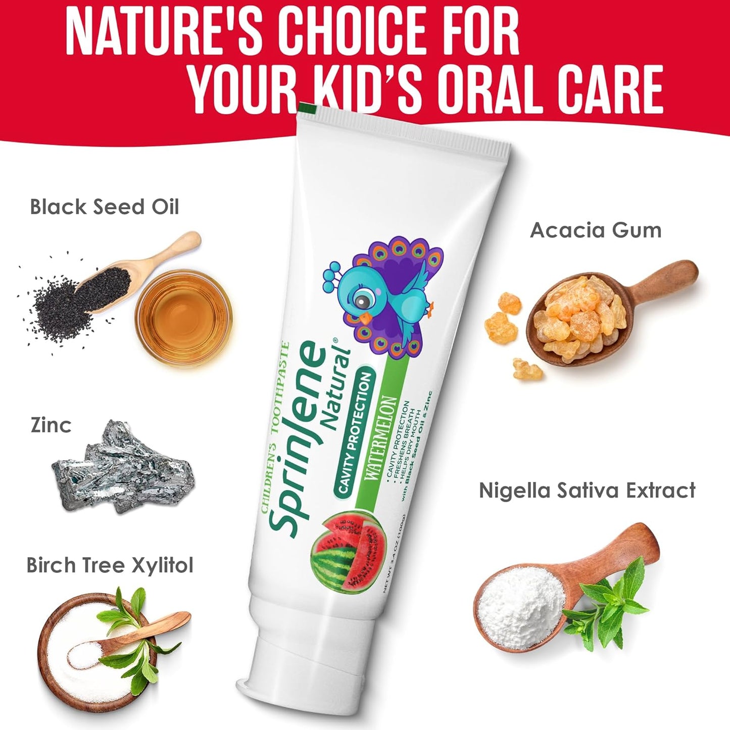 SprinJene Natural Kids Toothpaste, Strawberry | Natural Children’s Toothpaste | Fluoride Free