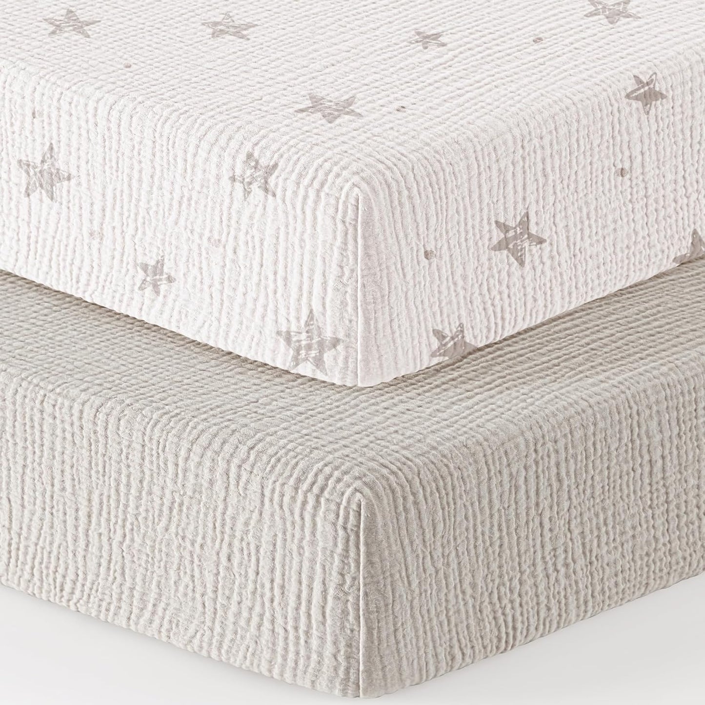 Bearmoss Muslin Mini Crib Sheets for Pack N Play Mattress - 100% Cotton - 38"x24" Soft Breathable