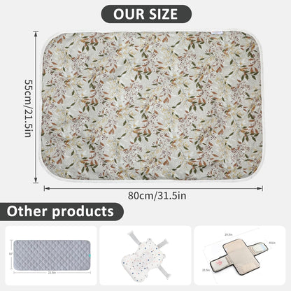 Baby Diaper Changing Pad, 21 5/8" x 31.5" Waterproof Changing Pad Liners - Reusable Soft and Absorbent Portable Changing Mat(Leaf1PCS)