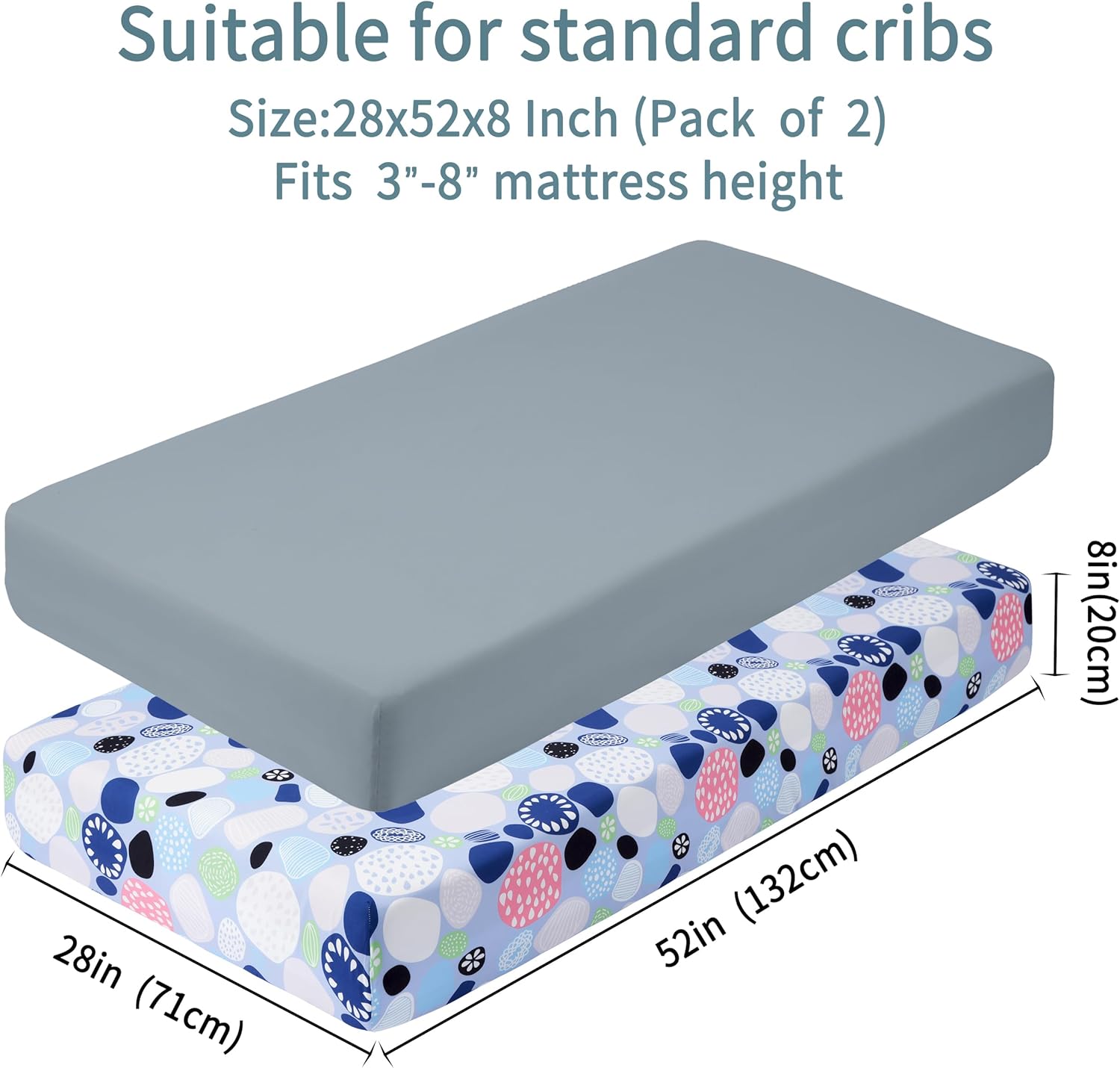 Baby Crib Sheets for Boys Girls, 2 Pack Fitted Crib Sheet for Standard Crib and Toddler Mattress