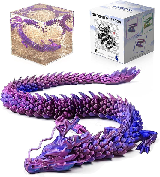 3D Printed Dragon,Chinese Dragon,Dragon Statue,Fidget Toys,18 in,Fidget Toys for Autism/ADHD,3D Printed Present Toy, Executive Desk Toys,Home Office Decor