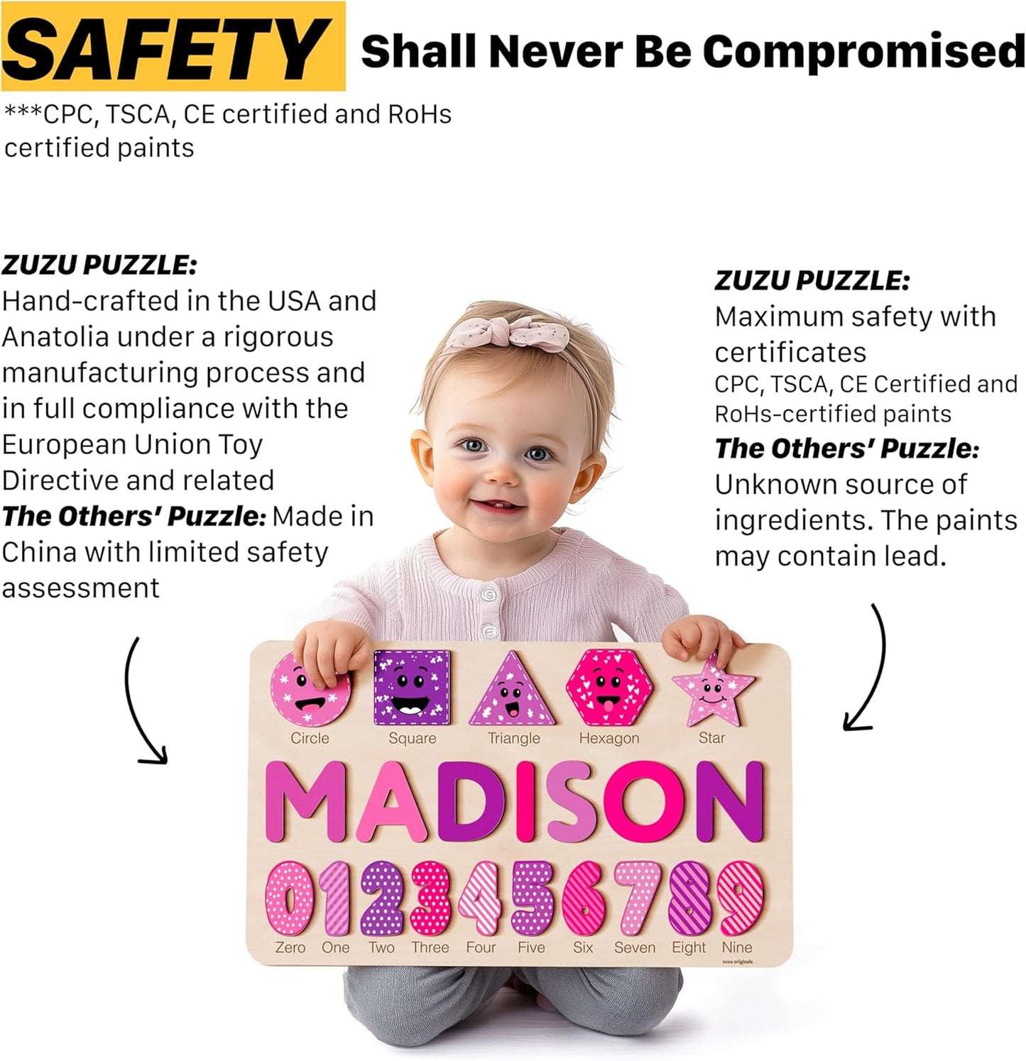 Puzzles for Toddlers Boy and Girl, Personalized Name Puzzle, 12 Month Toy, Gifts for 0 1 2 3 Years Old, Baby Gifts, Baby Shower, Christmas, NewBaby Gift, 0 3 6 9 12 18 24 36 Months