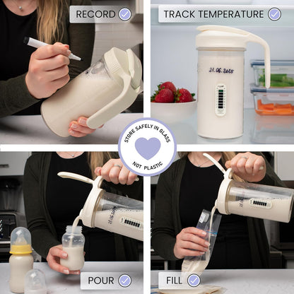 Masontops Breast Milk Storage Kit - 24oz Airtight Mason Jar with Handle, Marker & Stick-on