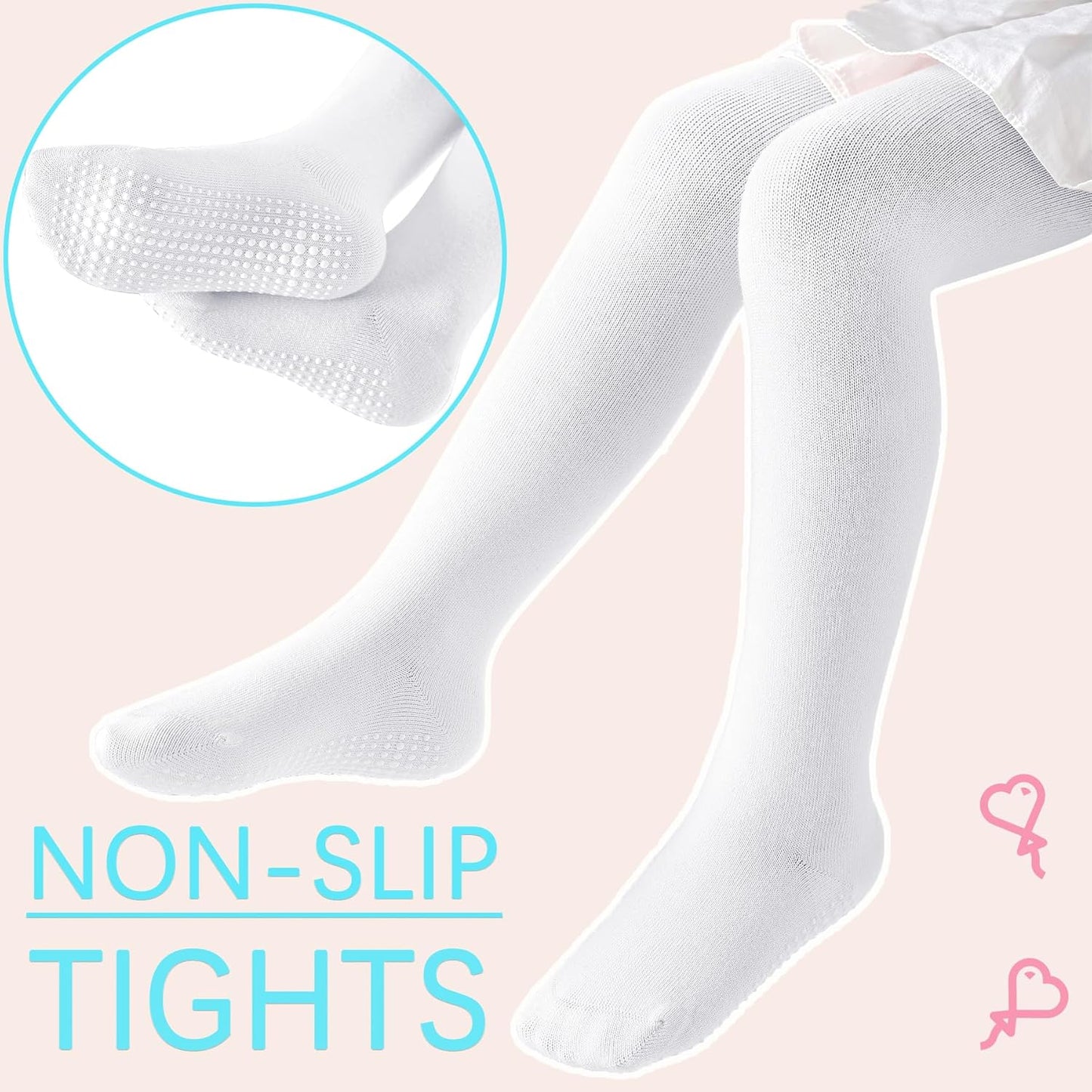 Baby Tights Non Slip Toddler Stockings Tights with Grippers Seamless Soft Cotton Knit Leggings Newborn