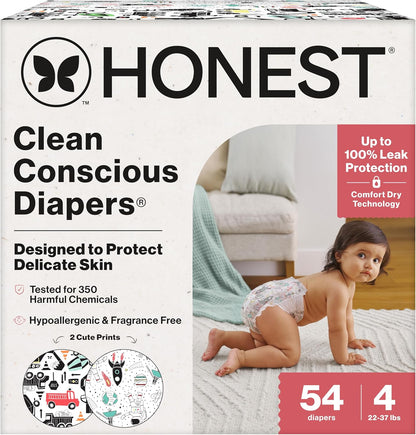 The Honest Company Clean Conscious Diapers for Delicate Skin | Up to 100% Leakproof |