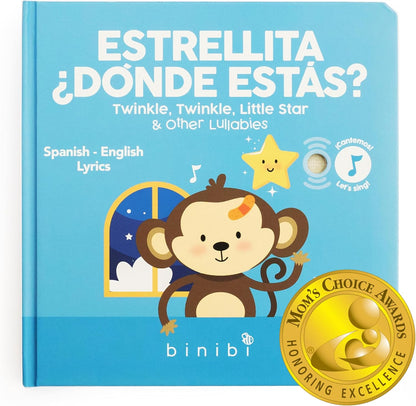 Binibi Spanish Musical Book for Toddlers 1-3 Estrellita ¿Dónde Estás? & Other Nursery Rhymes | Spanish Learning for Kids | Bilingual Children's Sound Book | Libro en español para bebés