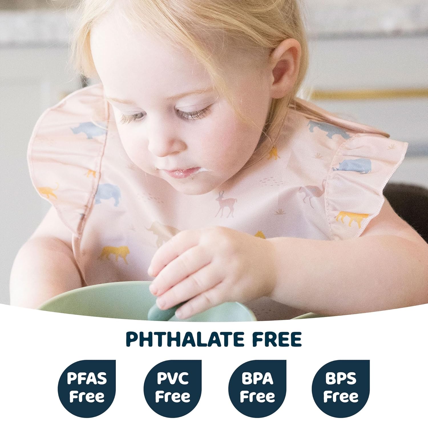 Tiny Twinkle Mess Proof Baby Bibs for Eating - Waterproof, Wipeable Bibs - Toddler Bibs - Travel