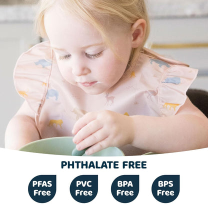 Tiny Twinkle Mess Proof Baby Bibs for Eating - Waterproof, Wipeable Bibs - Toddler Bibs - Travel
