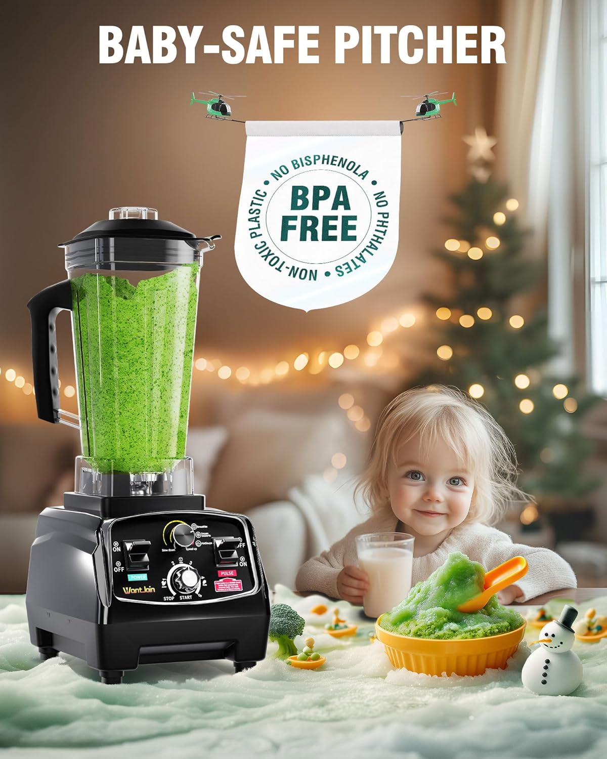 WantJoin Smoothie Blender 1800W Powerful Blenders for Kitchen 68 Oz Large Capacity and BPA-Free