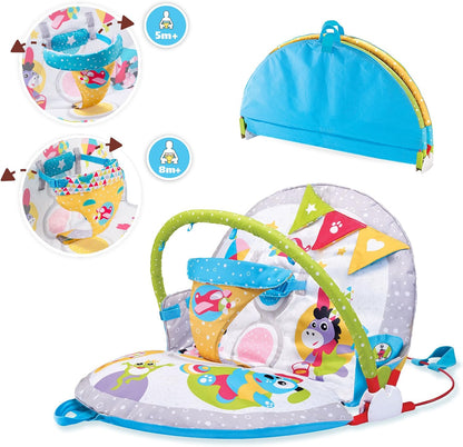 Yookidoo Baby Gym Lay to Sit-Up Playmat. 3-in-1 Newborns Activity Center with Tummy Time Toys, Pillow & Infant Miror. 0-12 Month