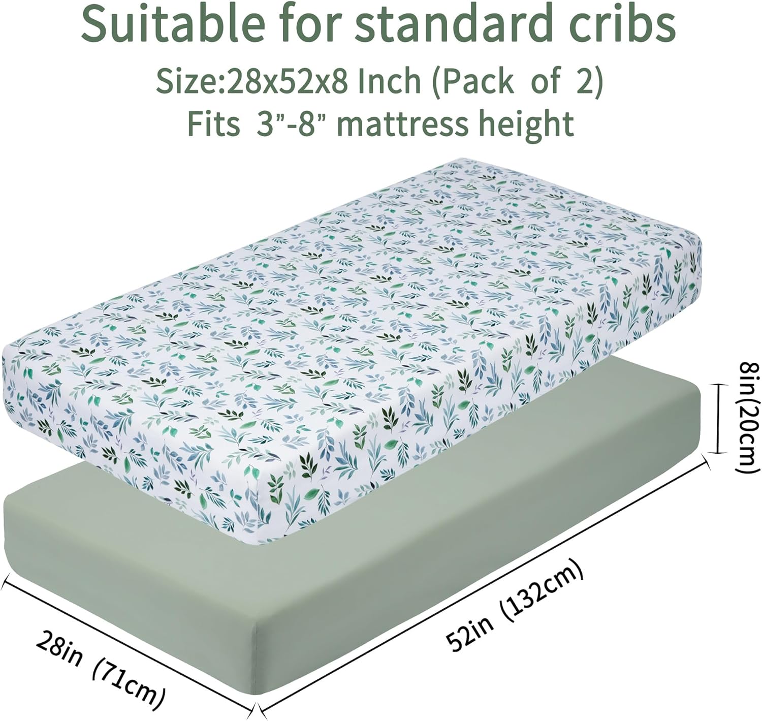 Baby Crib Sheets for Boys Girls, 2 Pack Fitted Crib Sheet for Standard Crib and Toddler Mattress