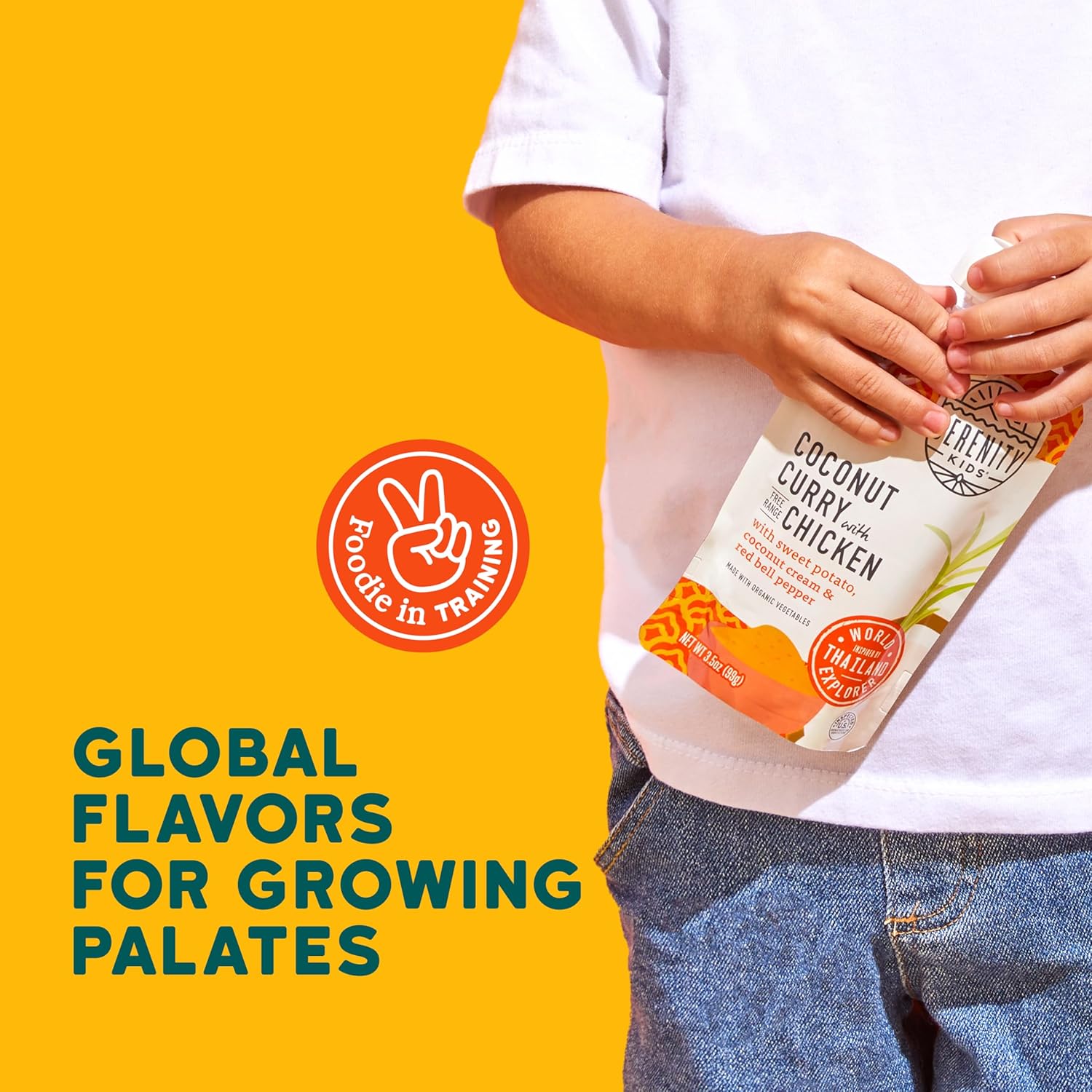Serenity Kids 6+ Months Baby Food Pouches Chicken Coconut Curry Puree - Ethically Sourced Chicken &
