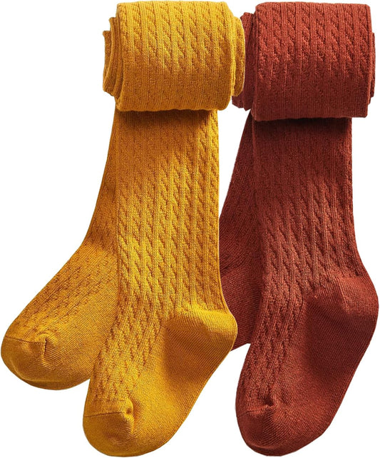 CHUNG Toddler Little Girls Cotton Tights Footed Thick Winter Cable Knit Legging Pantyhose Stocking