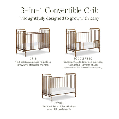 NAMESAKE Abigail 3-in-1 Convertible Baby Crib (Gold) - GREENGUARD Gold Certified - Convertible Crib
