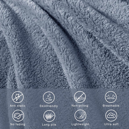 Exclusivo Mezcla King Size Flannel Fleece Blanket, Super Soft Velvet Plush Bed Blanket, Fuzzy Cozy and Warm for All Seasons, 90x104 Inches, Stone Blue