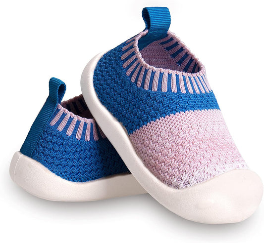 Baby First-Walking Shoes 1-4 Years Kid Shoes Trainers Toddler Infant Boys Girls Soft Sole Non Slip Cotton Canvas Mesh Breathable Lightweight TPR Material Slip-on Sneakers Outdoor